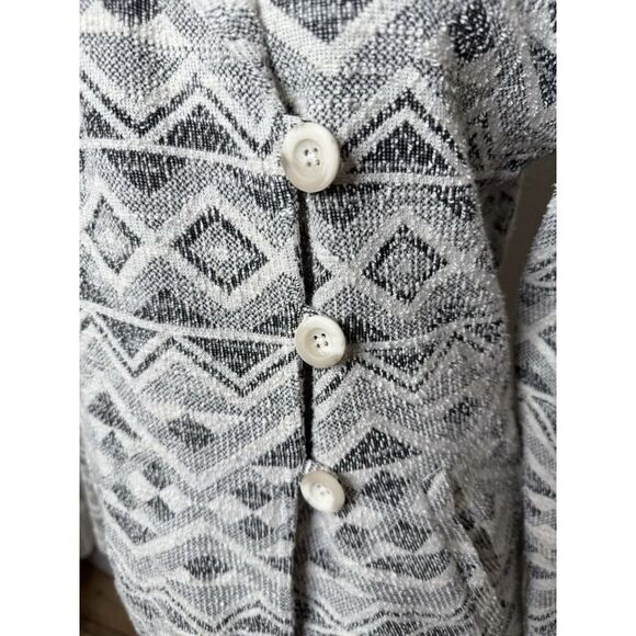 Lucky Brand Jacket Women's M Gray White Textured Blazer Collared Diamond Stretch - Picture 4 of 9